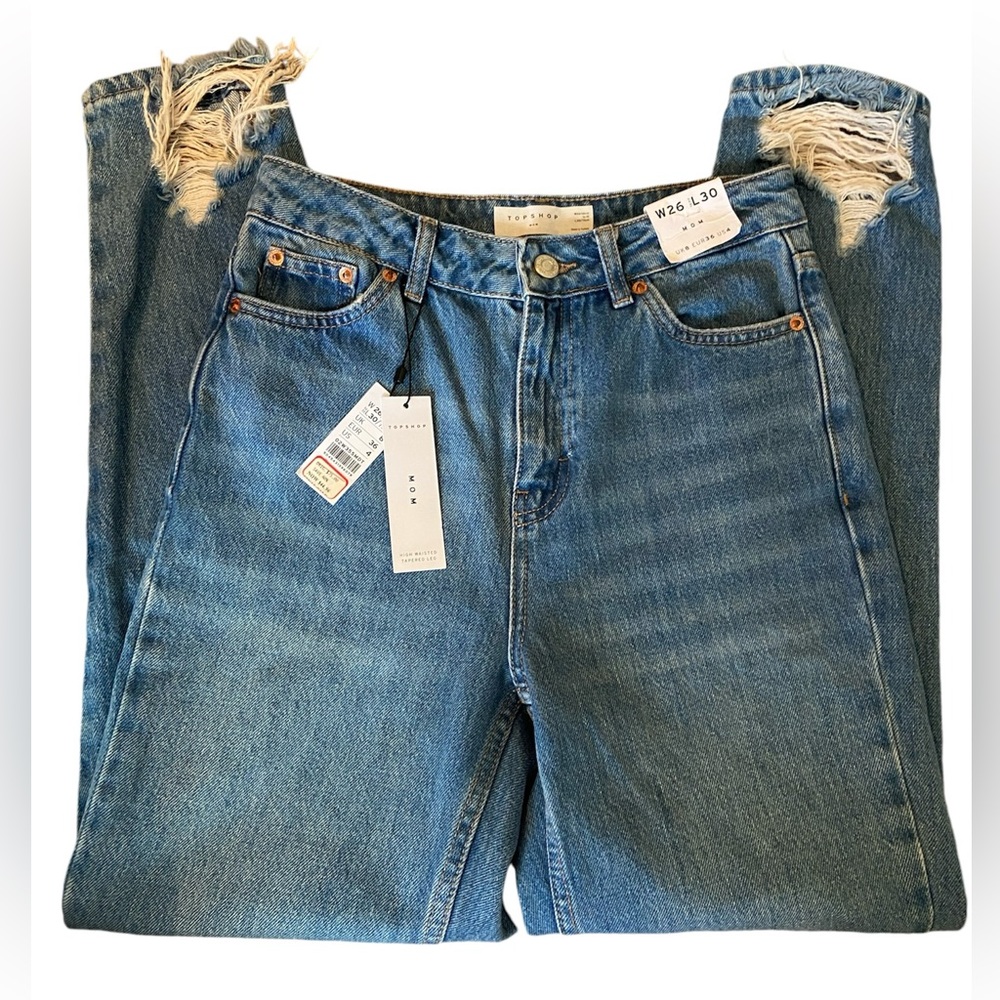Top Shop High Waisted Tapered Leg Mom Jean New